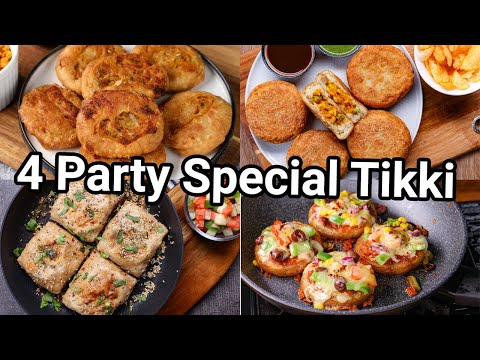 Party Special Veg Tikki – 4 Ways Unique & Tasty Snacks | Interesting Tea Time Evening Snacks