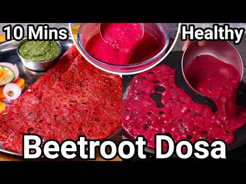 10 Mins Healthy & Crispy Instant Beetroot Dosa – Ideal Rava Dosa Replacement | Instant Red Pink Dosa