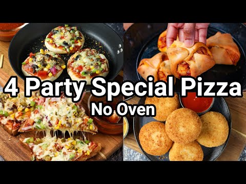 4 No Base No Oven Pizza Snacks Recipe – Party Special | Party Pizza Snacks Recipes in Minutes