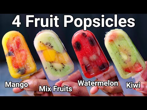 Healthy Popsicle Recipe 4 ways Kids Dessert Snacks | Make Your Own Homemade Fruit Ice Popsicles