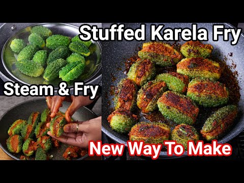 New Unique Way to Make Stuffed Baby Karela Fry with Skin – Bitter less | Baby Bitter Gourd Fry Sabji