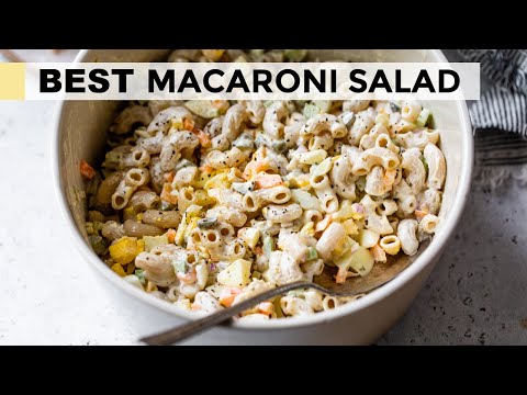 BEST MACARONI SALAD | healthy, deli-style recipe