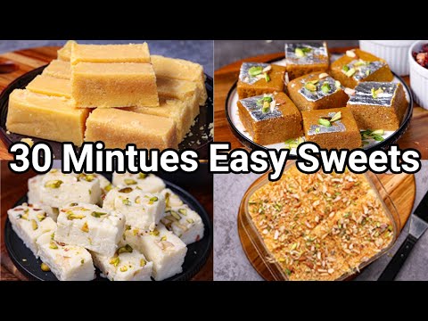 4 Quick & Easy Milk Sweet Desserts in 30 Minutes | Simple Indian Creamy Milk Desserts Ideas