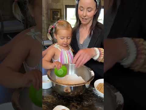 3 Year Old Makes Muffins with Granny #shorts