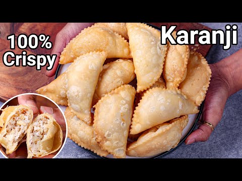 100% Crispy & Authentic Karanji Recipe with Coconut Stuffing | Simple Festival Dessert Snack Recipes