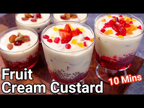 10 Minutes Fruit Cream Mousse Recipe – Lite & Easy | Fruit Custard Mousse No Gelatin & Agar Agar