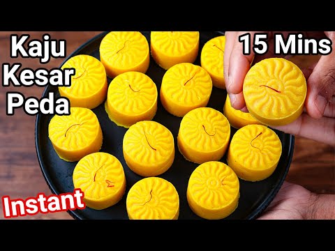 Instant Doodh Peda in 15 Mins – Kaju Kesar Malai Peda | No Khoya, No Cream, No Sugar Milk Peda