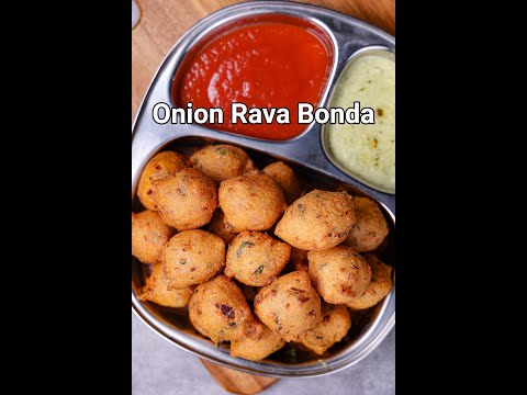 Onion Rava Bonda – Crsipy Tea Time Snack with Spicy Chutney #ytshorts #shorts