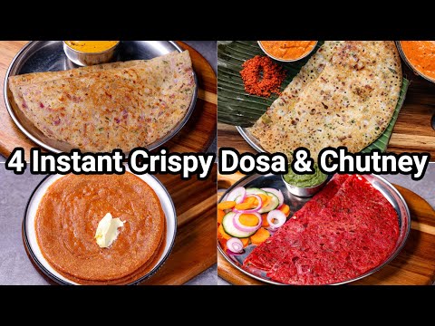 4 Instant Crispy & Easy Instant Dosa Recipe for Morning Breakfast | Healthy Instant Vegetable Dosa