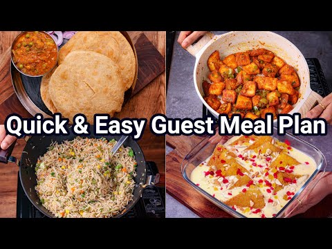 Quick & Easy Guest Combo Meal with Rice, Paratha, Starter, Simple Dessert | Instant Guest Thali