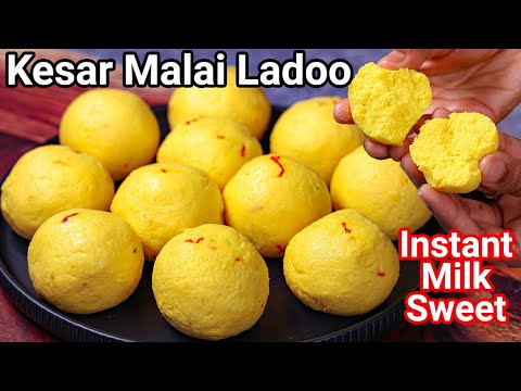 Kesar Malai Ladoo – Instant Milk Sweet with New Trick | Doodh Ladoo – Trick Without Collecting Cream