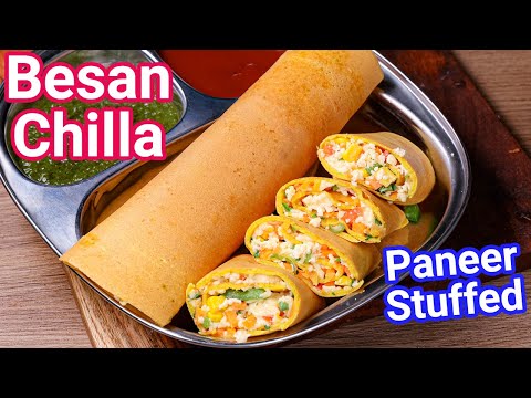 Besan Chilla – Paneer Stuffed Cheela in 10 Mins | Healthy Instant Morning Breakfast Chilla – New Way