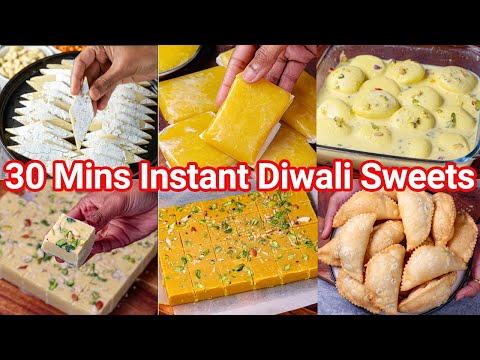 30 Mins Instant Diwali Sweets Recipe 2023 – Anyone Can Cook Festival Sweets | Deepavali Desserts