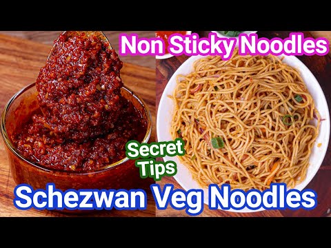 Schezwan Noodles Street Style with Homemade Schezwan Chutney – Secret Tips for Non Stick Noodles