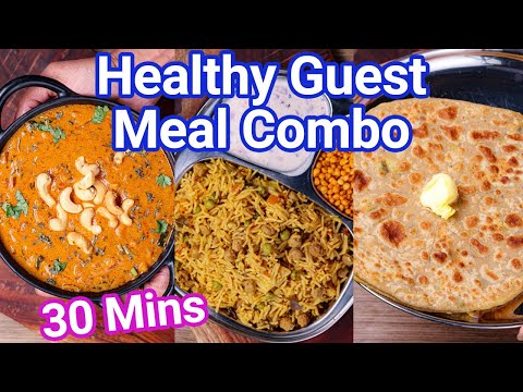 Healthy Guest Meal Combo – Just 30 Mins for Rice, Paratha & Creamy Curry | Quick & Easy Lunch Combo