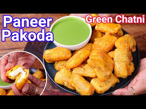 Paneer Pakora – Green Masala Stuffed Pakoda with Special Green Chutney | Street Style Paneer Pakoda