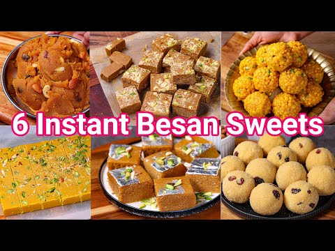 6 Instant Besan Sweets – Anyone Can Make it | Besan Brafi, Besan Laduu & Besan Halwa