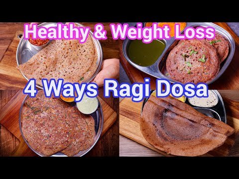 Healthy Ragi Dosa 4 Ways | Weight Loss Ragi Recipes | Diabetic Friendly Breakfast Ideas